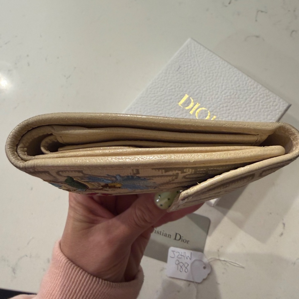 Dior Trotter Flower Embroidered Trifold Wallet - Picture 3 of 8